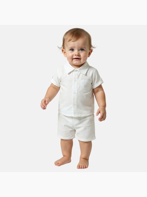 Tom Kids - Completo neonato bambino cerimonia battesimo camicia a maniche corte e pantaloncini - Kiabi