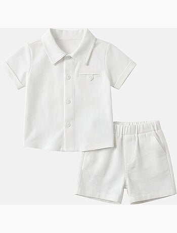 Tom Kids - Completo neonato bambino cerimonia camicia a maniche corte e pantaloncini
