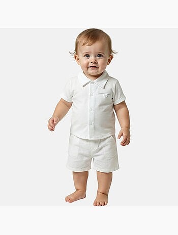 Tom Kids - Completo neonato bambino cerimonia camicia a maniche corte e pantaloncini