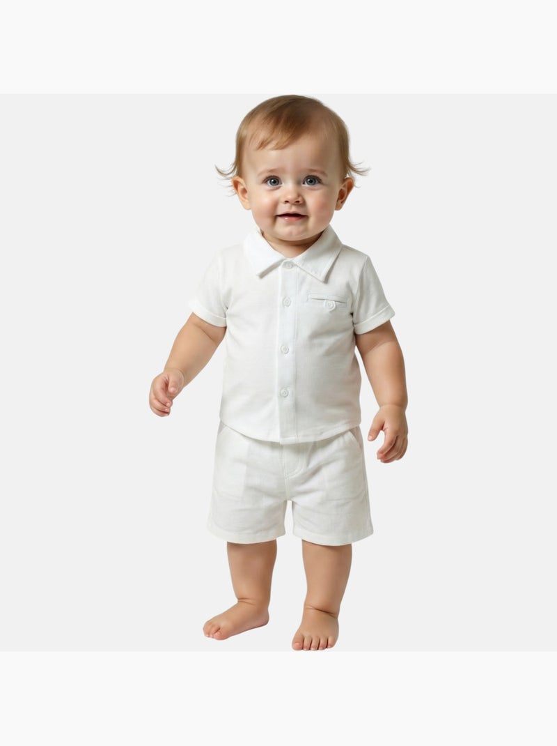 Tom Kids - Completo neonato bambino cerimonia camicia a maniche corte e pantaloncini Bianco - Kiabi