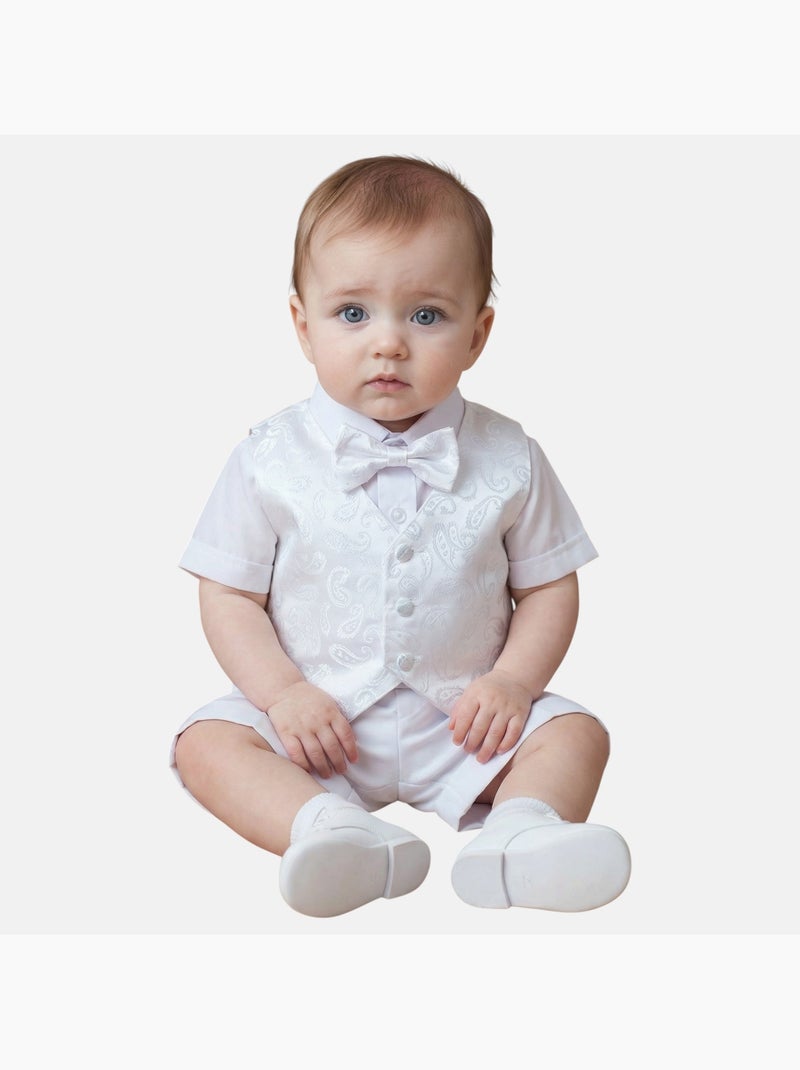 Tom Kids - Completo neonato bambino cerimonia camicia gilet papillon e pantaloncini Bianco - Kiabi