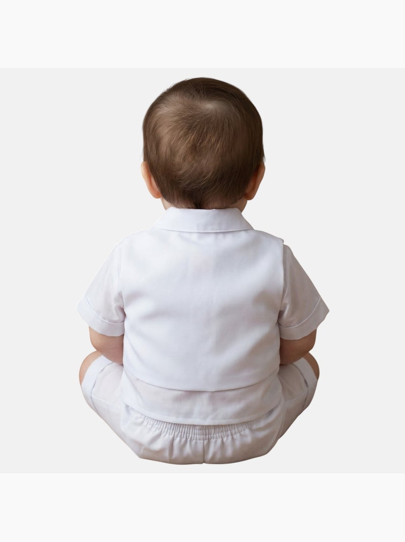 Tom Kids - Completo neonato bambino cerimonia camicia gilet papillon e pantaloncini Bianco - Kiabi