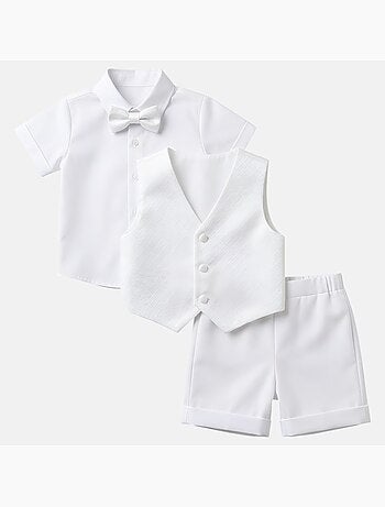 Tom Kids - Completo neonato bambino cerimonia camicia gilet papillon e pantaloncini