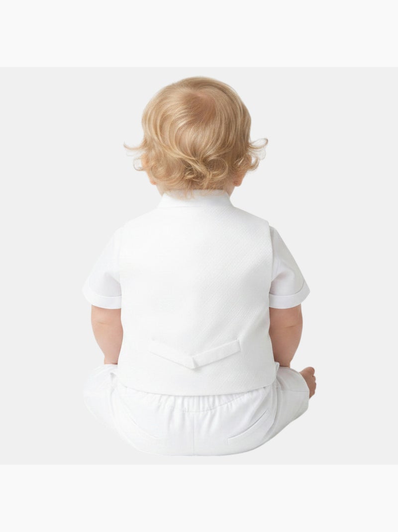 Tom Kids - Completo neonato bambino cerimonia camicia gilet papillon e pantaloncini Bianco - Kiabi