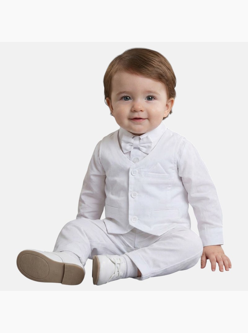 Tom Kids - Completo neonato bambino cerimonia camicia gilet papillon e pantaloni Bianco - Kiabi