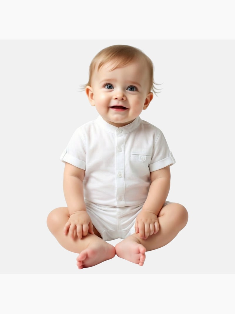 Tom Kids - Completo neonato bambino per cerimonia camicia a maniche corte e shorts Bianco - Kiabi