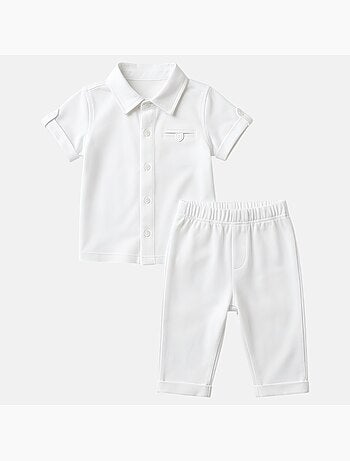 Tom Kids - Completo neonato bambino per cerimonie estive camicia gilet papillon e shorts