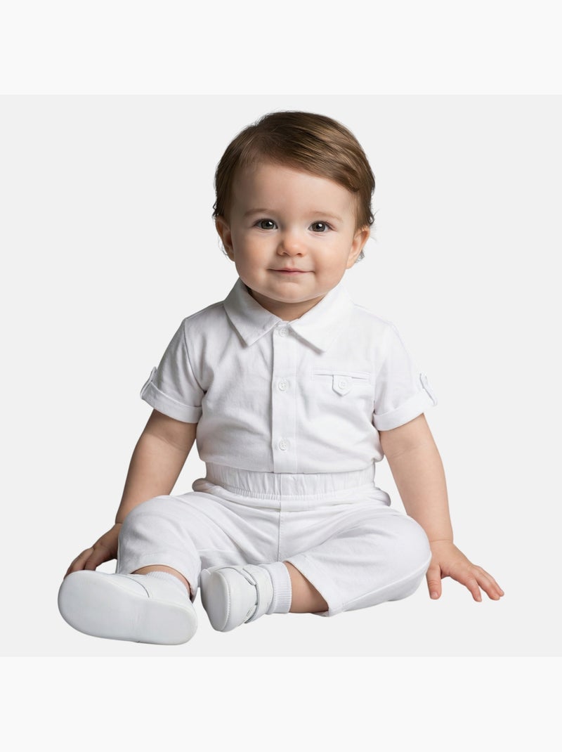Tom Kids - Completo neonato bambino per cerimonie estive camicia gilet papillon e shorts Bianco - Kiabi