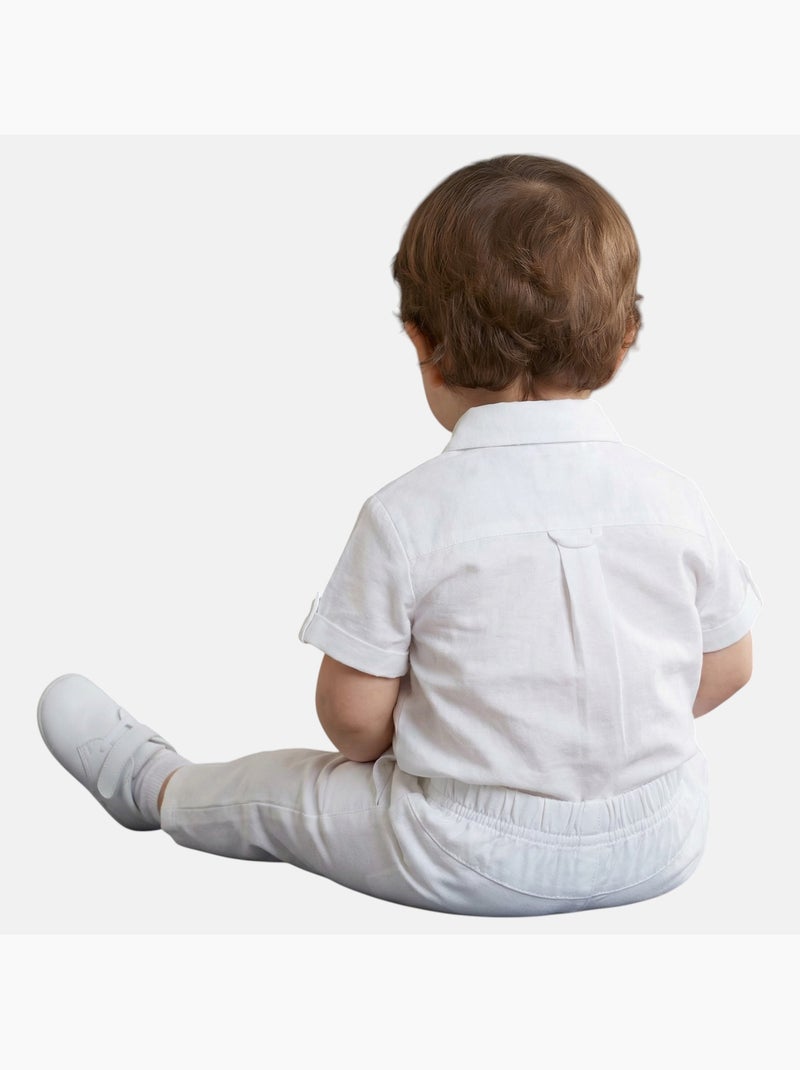 Tom Kids - Completo neonato bambino per cerimonie estive camicia gilet papillon e shorts Bianco - Kiabi