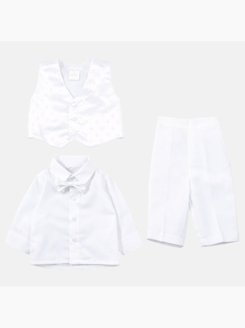 Tom Kids - Completo per neonato maschio con camicia gilet pantaloncino e papillon Bianco - Kiabi
