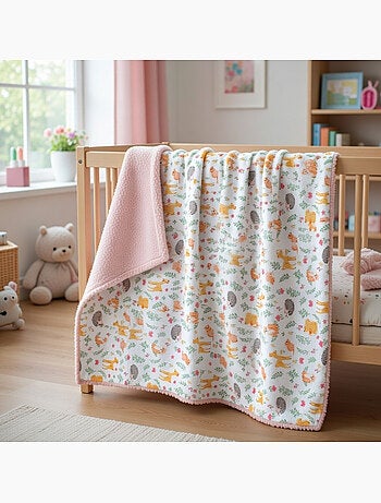 Tom Kids - Plaid morbido con motivi di animali del bosco