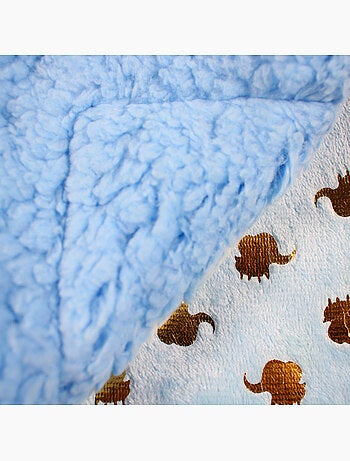 Tom Kids - Plaid morbido con motivi di elefanti dorati