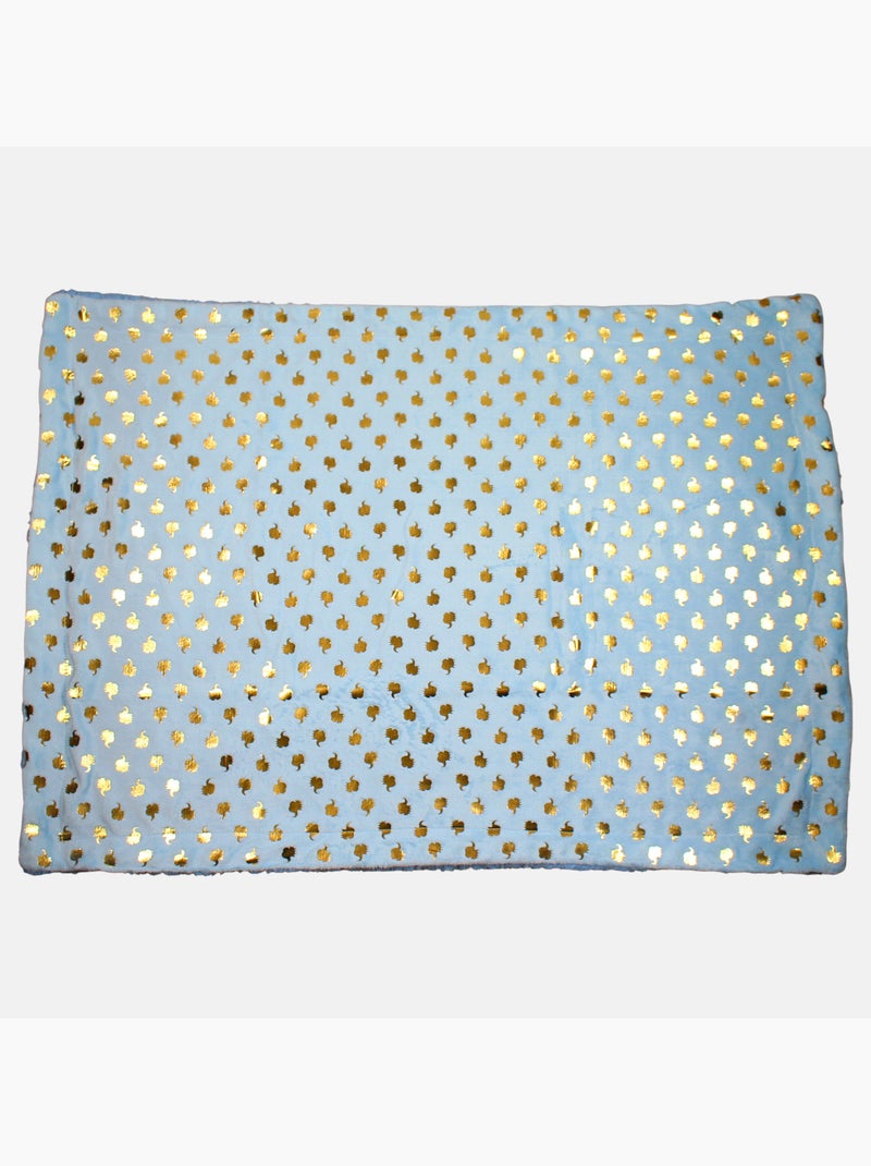 Tom Kids - Plaid morbido con motivi di elefanti dorati Blu - Kiabi