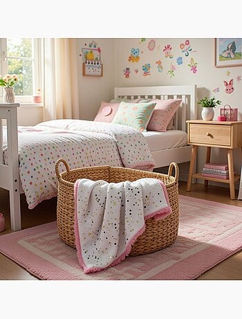 Tom Kids - Plaid morbido per bambina con pois dorati