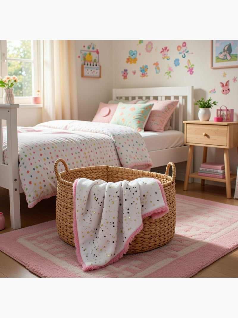 Tom Kids - Plaid morbido per bambina con pois dorati Rosa - Kiabi