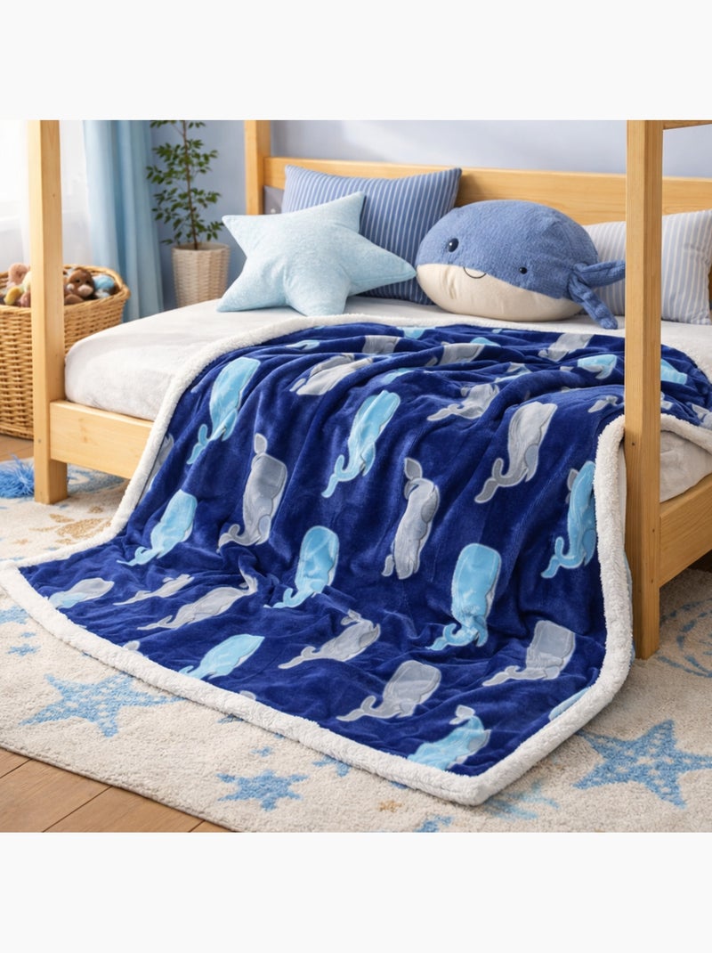 Tom Kids - Plaid morbido per bambino con motivi balene Blu - Kiabi