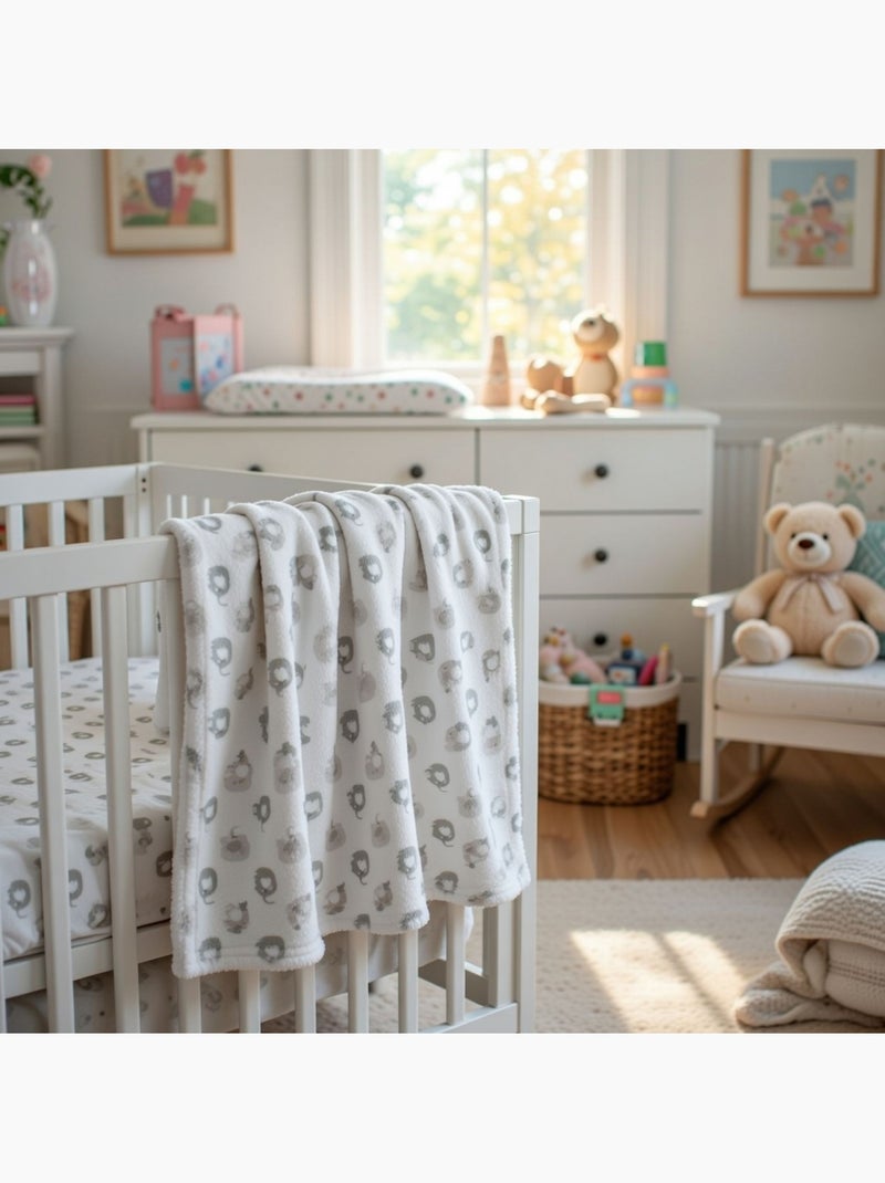 Tom Kids - Plaid morbido per neonato con motivi elefanti Bianco - Kiabi