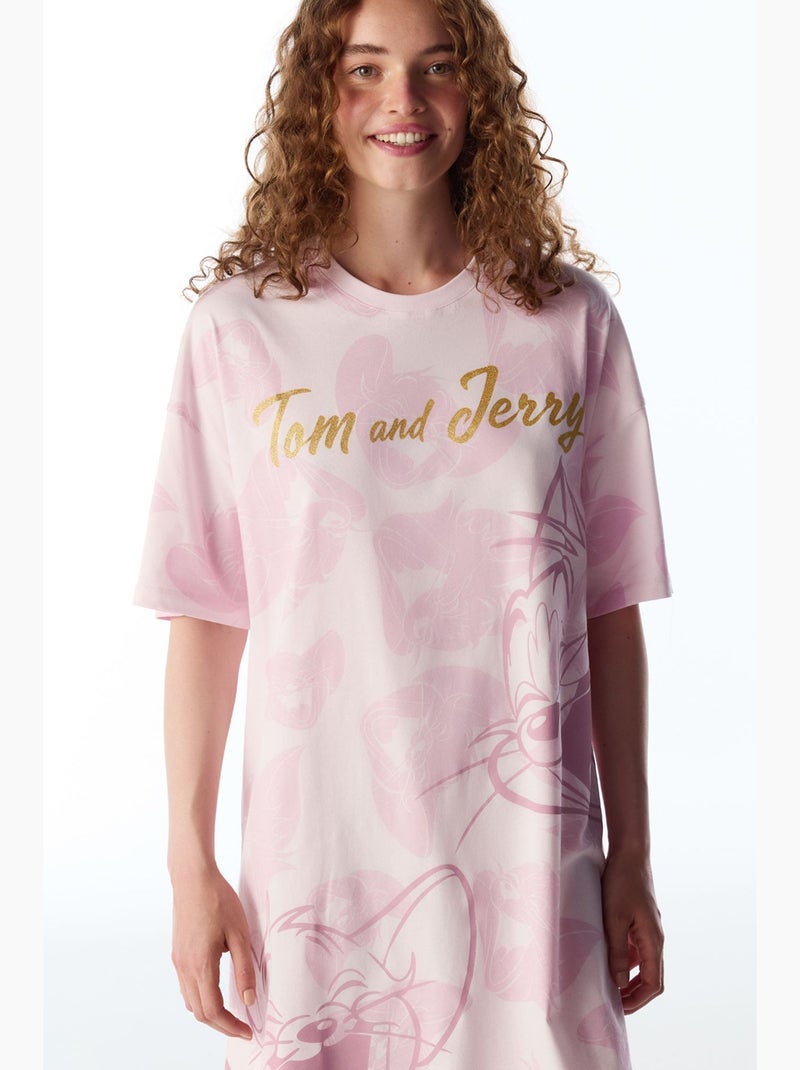 Tom&jerry camicia da notte con stampa gatti e maniche corte penti Rosa chiaro - Kiabi