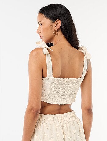 Top a bretelle con nodo in cotone