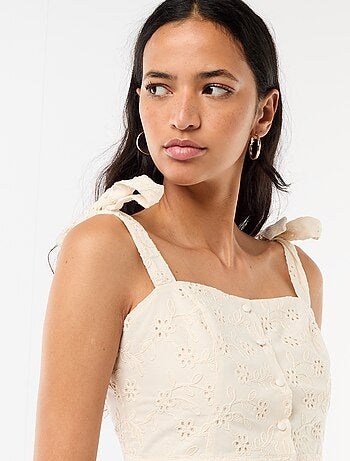 Top a bretelle con nodo in cotone