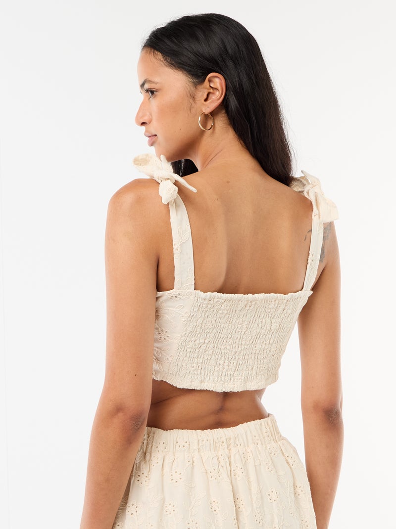 Top a bretelle con nodo in cotone Beige - Kiabi