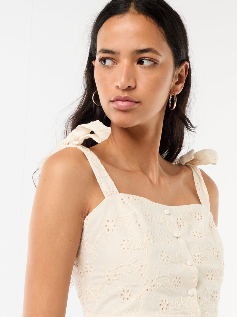 Top a bretelle con nodo in cotone Beige - Kiabi