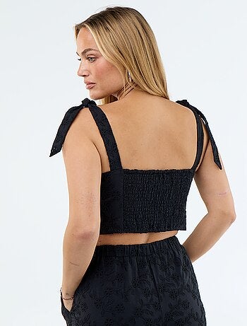 Top a bretelle con nodo in cotone