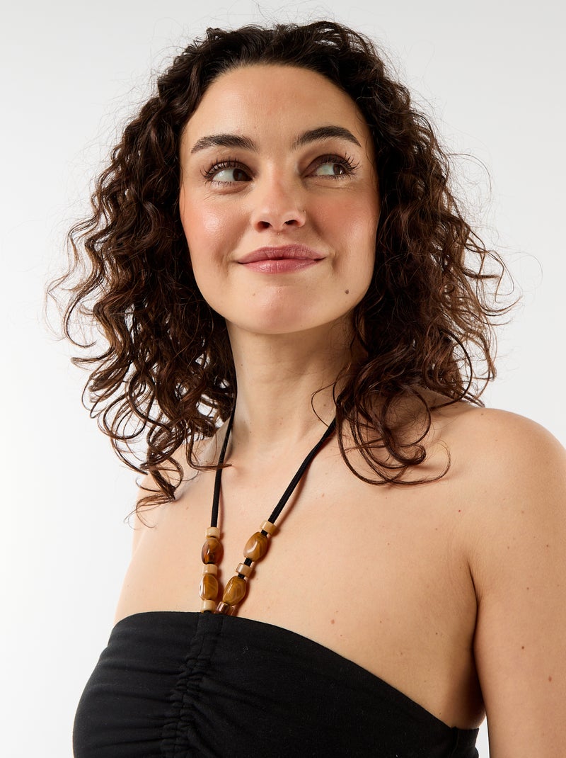 Top a bustier con scollo all'americana Nero - Kiabi
