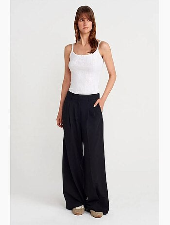 Top a canotta in cotone a coste slim fit dilvin