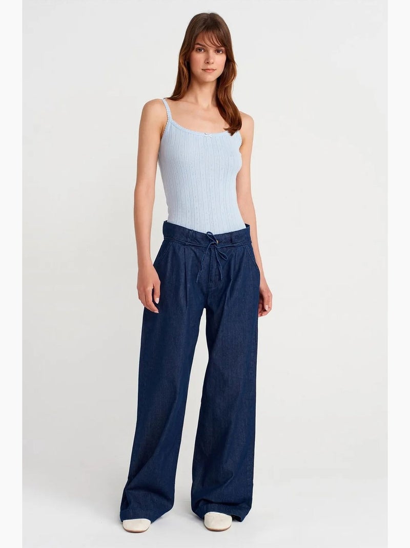 Top a canotta in cotone a coste slim fit dilvin Blu cielo - Kiabi
