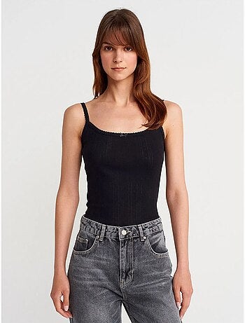 Top a canotta in cotone a coste slim fit dilvin