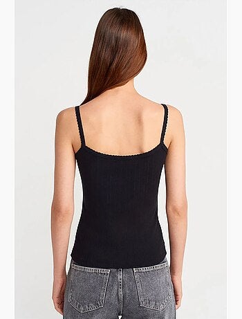 Top a canotta in cotone a coste slim fit dilvin