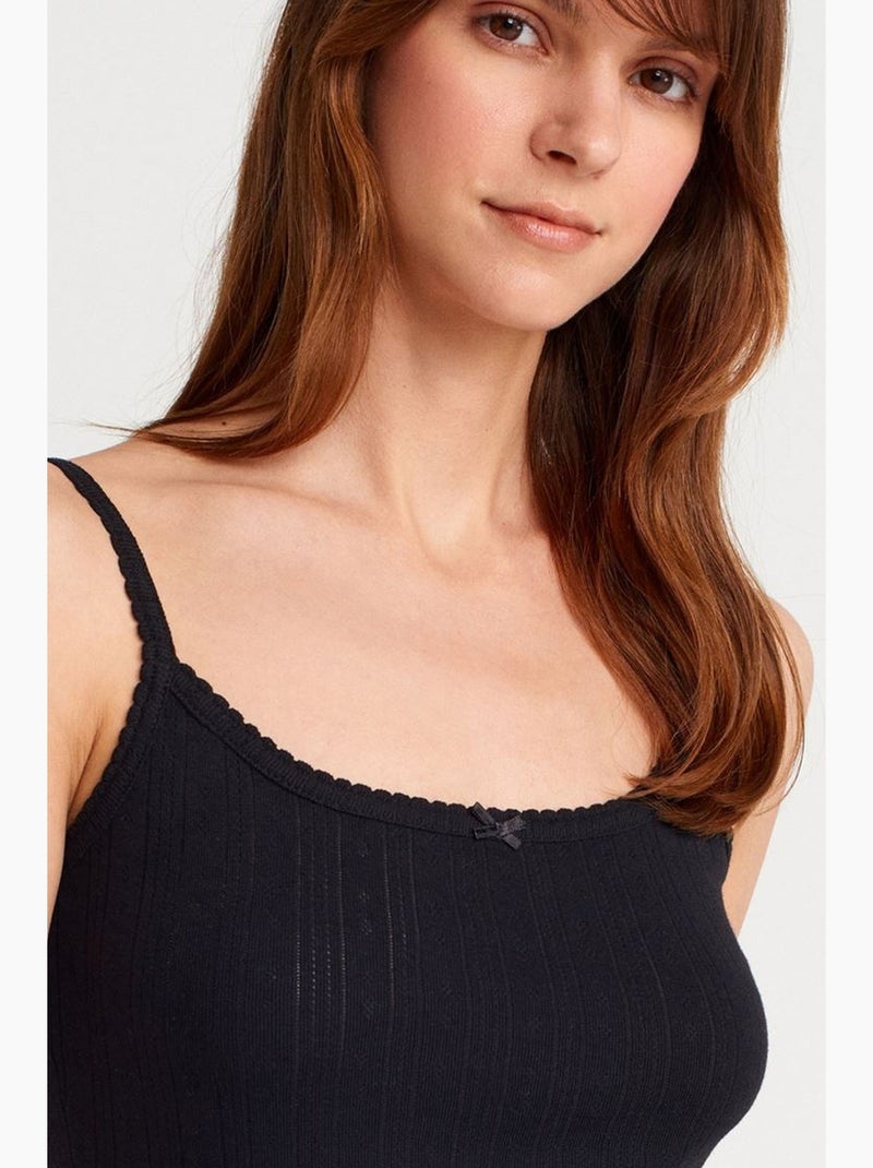 Top a canotta in cotone a coste slim fit dilvin Nero - Kiabi