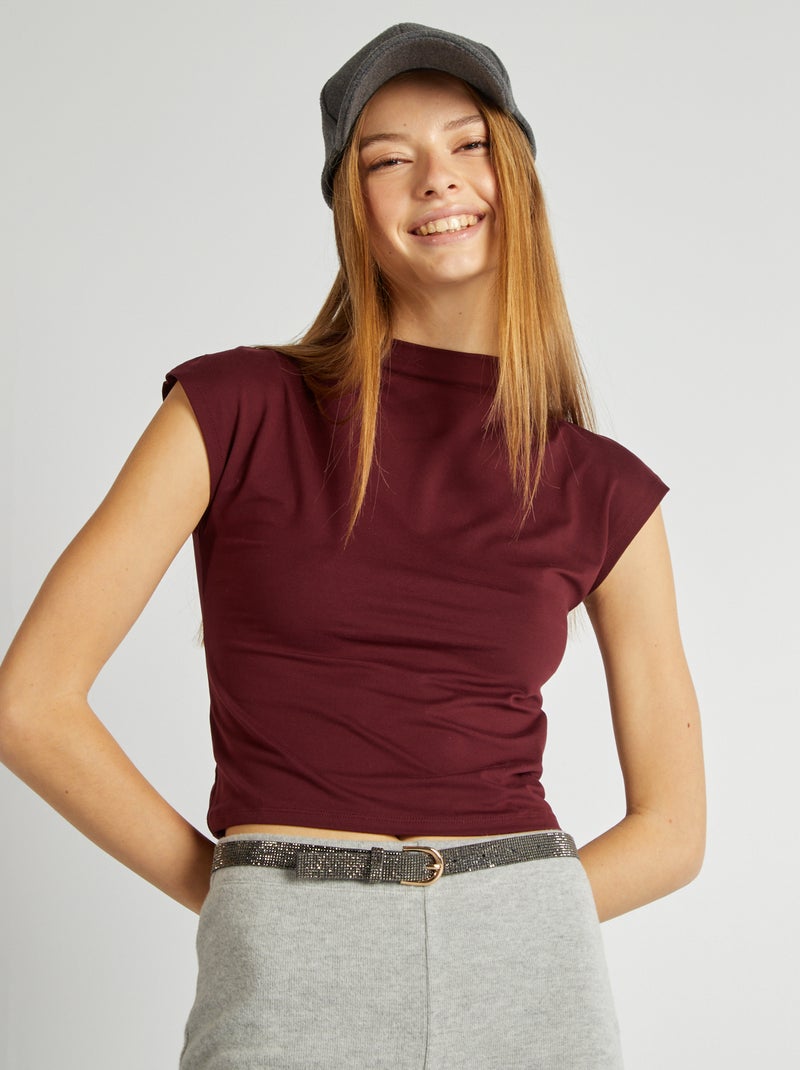 Top a collo alto con schiena scoperta rosso - Kiabi