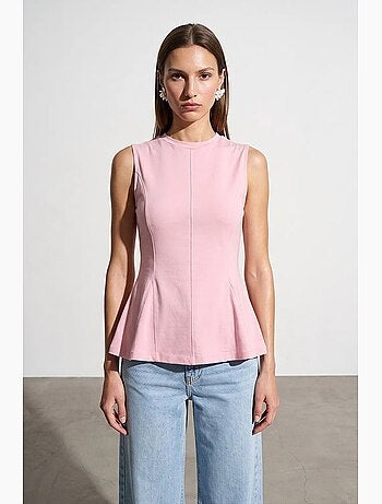 Top a conchiglia aderente in popeline di cotone con cut-out dilvin