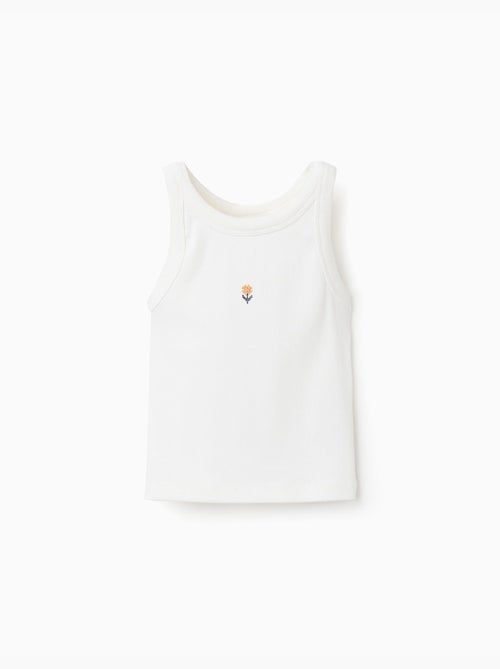 Top a costine con fiore ricamato - Kiabi