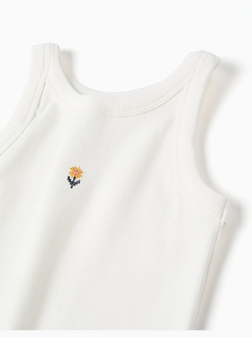 Top a costine con fiore ricamato - Kiabi