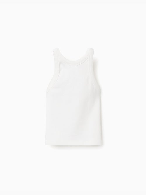 Top a costine con fiore ricamato - Kiabi