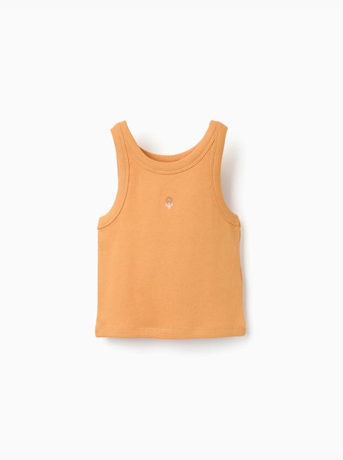 Top a costine con fiore ricamato - Kiabi