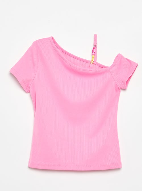 Top a costine con scollo asimmetrico - Kiabi