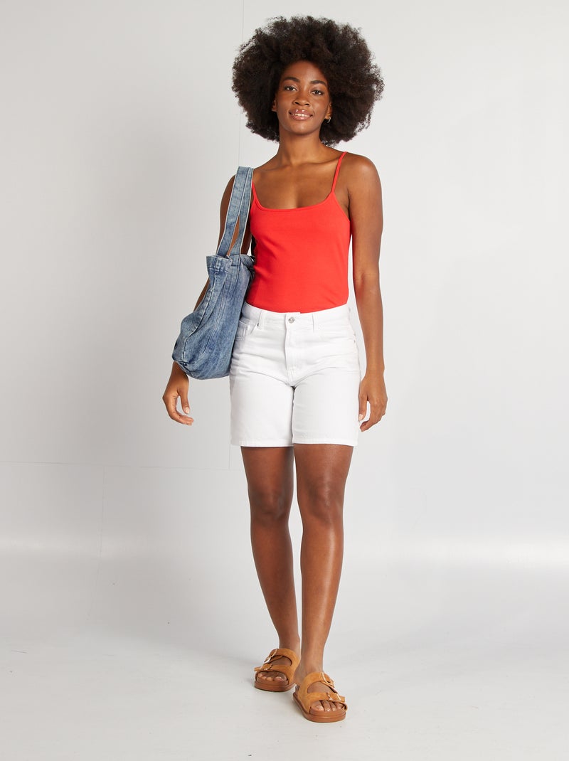 Top a costine con spalline - ROSSO - Kiabi