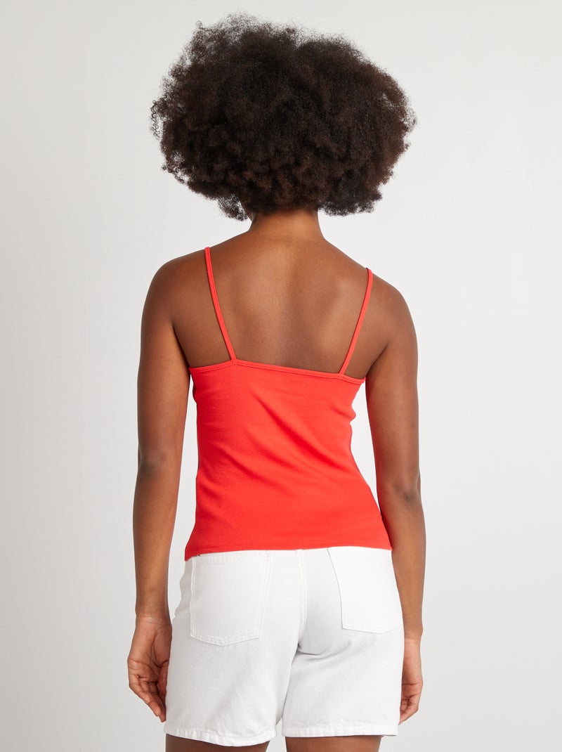 Top a costine con spalline - ROSSO - Kiabi