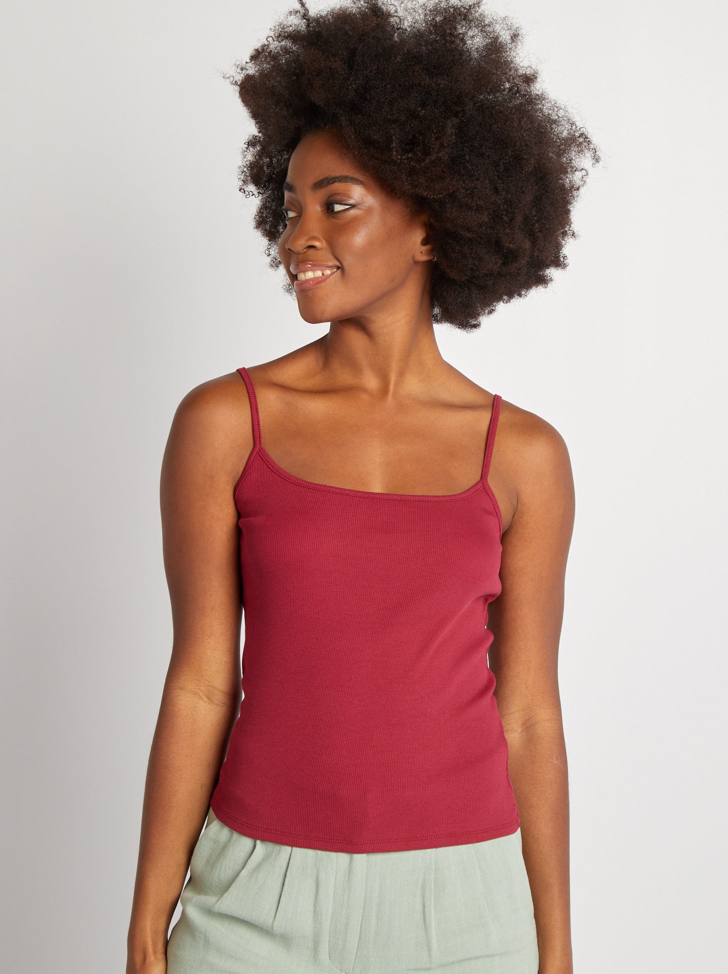 Gonna A Bretelle Defal Donna Vita Alta - Modello Casual Con Spalline Regolabili - Taglie AS - Rosso S