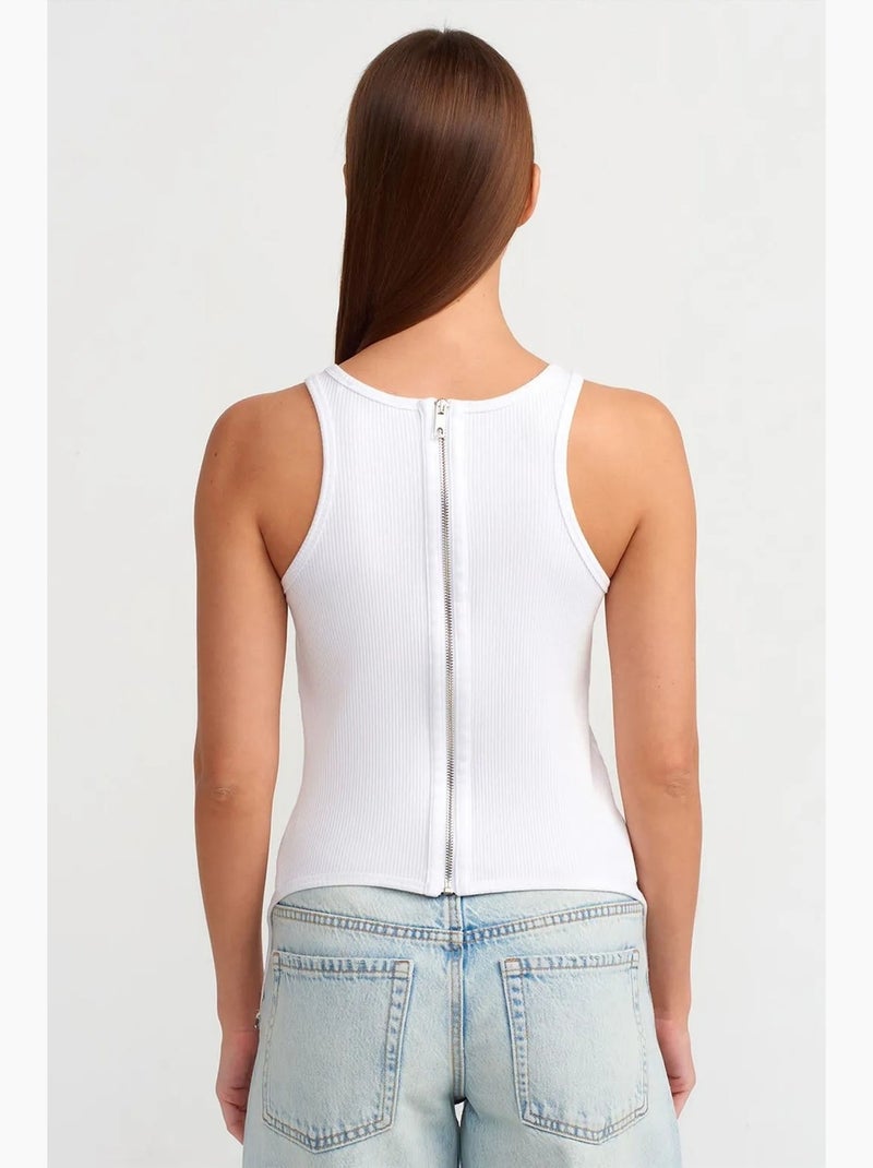 Top a costine in cotone con zip dilvin Bianco - Kiabi