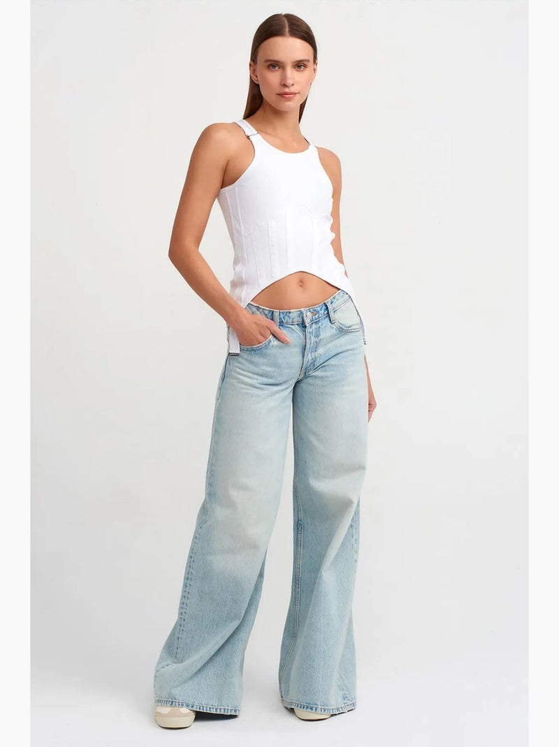 Top a costine in cotone con zip dilvin Bianco - Kiabi