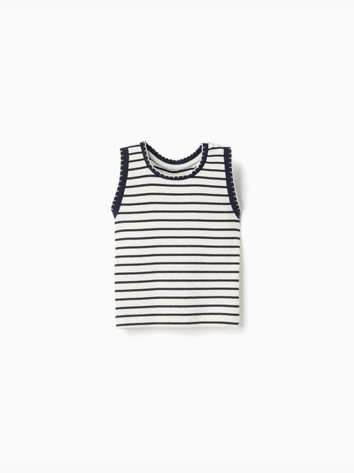Top a costine senza maniche in cotone a righe - Kiabi