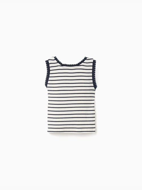 Top a costine senza maniche in cotone a righe - Kiabi