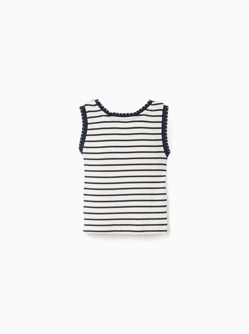 Top a costine senza maniche in cotone a righe Blu scuro - Kiabi