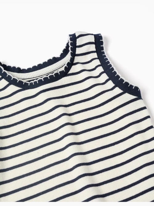 Top a costine senza maniche in cotone a righe - Kiabi