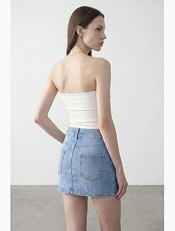 Top a fascia crop senza spalline da donna dilvin